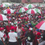 EdoDecides2024: PDP supporters protest at INEC office