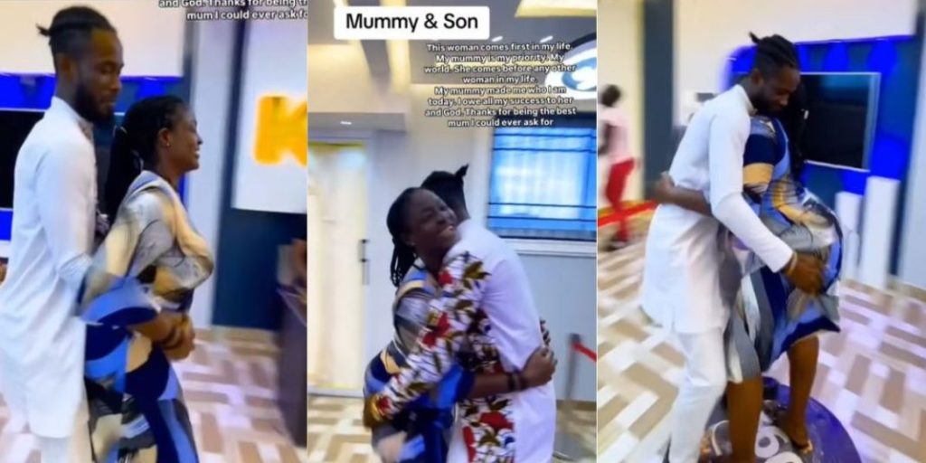 “Africa is losing it everyday” – Video of a son grabbing his mother by the backside as he celebrates her goes viral