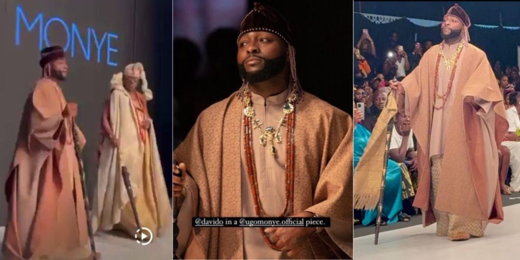 Davido turns heads as he makes runway at Lagos fashion week, rocks traditional outfits (Video)