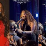 “This is harassment” – Singer Tems sends frenzy among audience members as she romances a male fan on stage