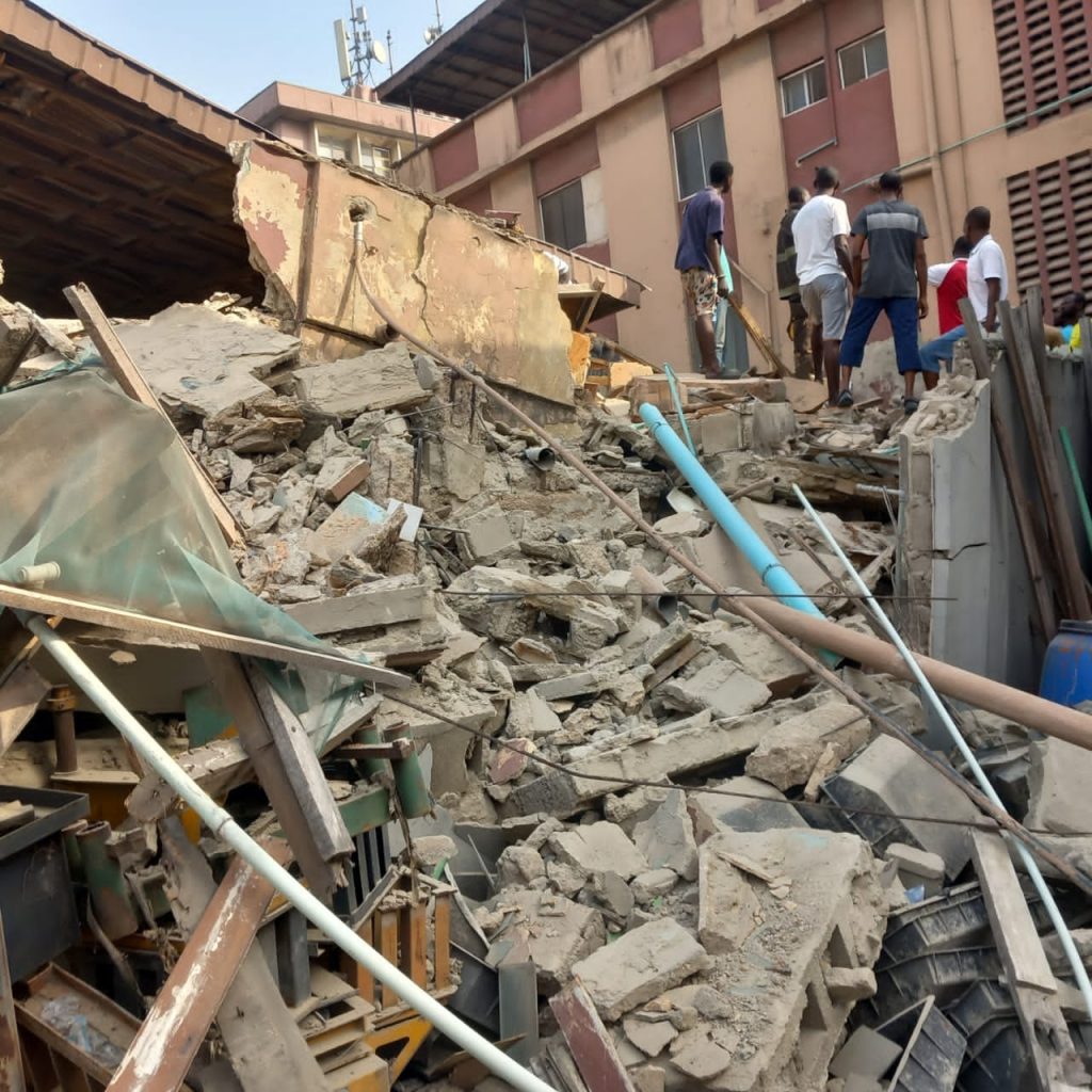 UPDATED: Panic as two-storey building collapses in Lagos