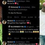 Wizkid responds as singer Ruger begins to cry as they are about to drop songs on the same day